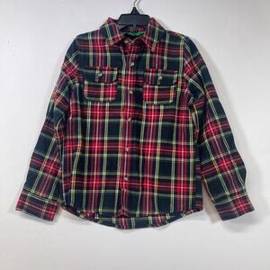 Dip Plaid Long Sleeve Button Down Shirt Kids Size 5T Red Green Yellow